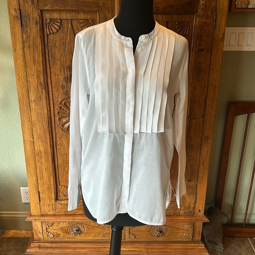JCrew White Cotton Long Sleeve Blouse - Size 2